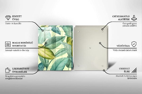 Skleněná deska za sporák Zelené tropické listy