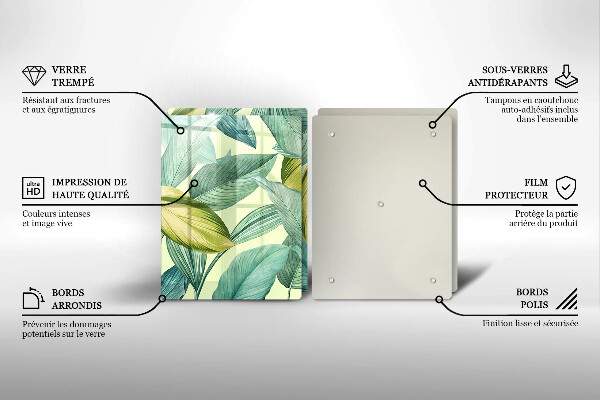 Skleněná deska za sporák Zelené tropické listy