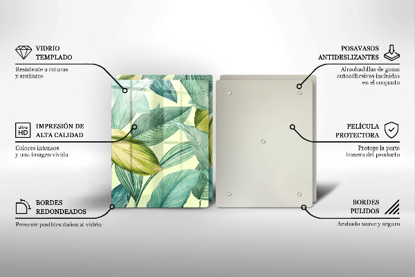 Skleněná deska za sporák Zelené tropické listy