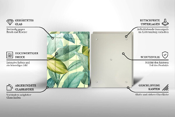 Skleněná deska za sporák Zelené tropické listy