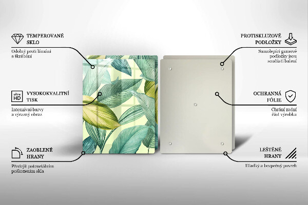 Skleněná deska za sporák Zelené tropické listy