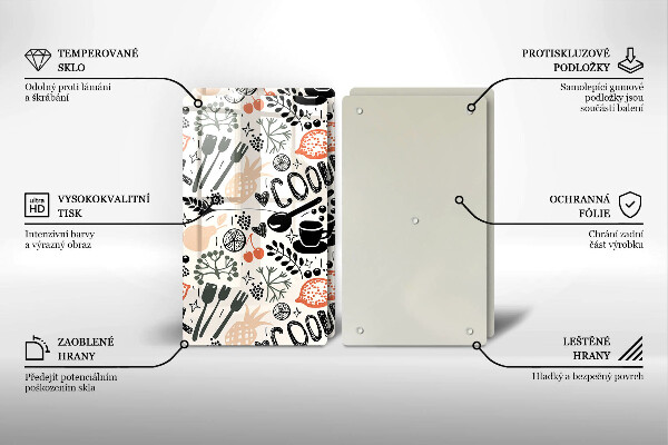 Skleněná deska za sporák Kreslený motiv kuchyně