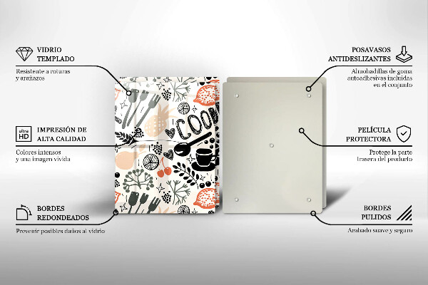 Skleněná deska za sporák Kreslený motiv kuchyně