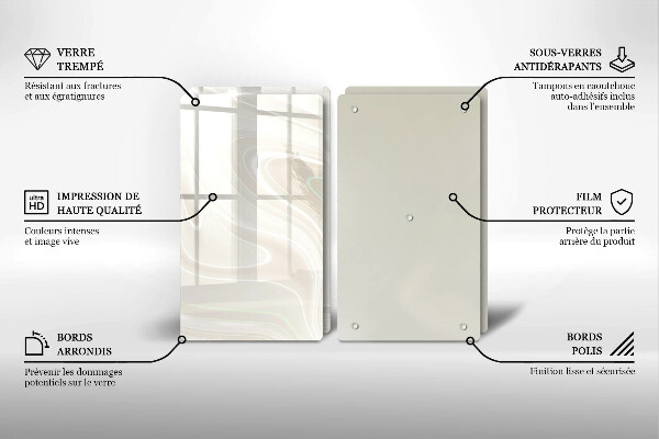 Skleněná deska za sporák Krémová textura