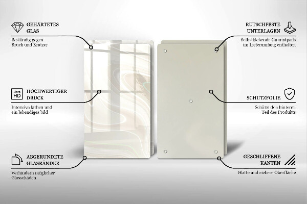 Skleněná deska za sporák Krémová textura