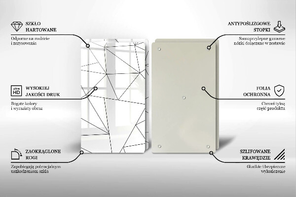 Skleněná deska za sporák Bílé trojúhelníky