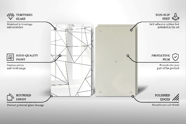 Skleněná deska za sporák Bílé trojúhelníky