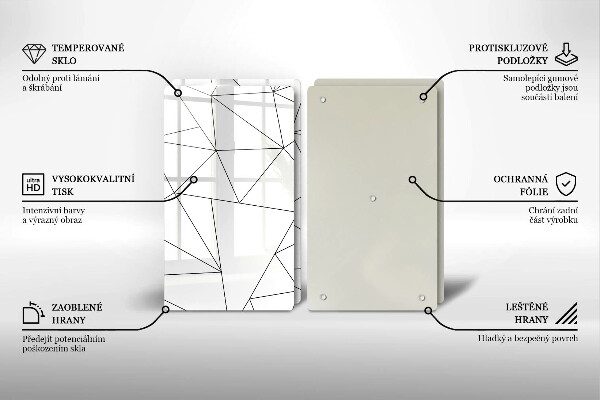 Skleněná deska za sporák Bílé trojúhelníky