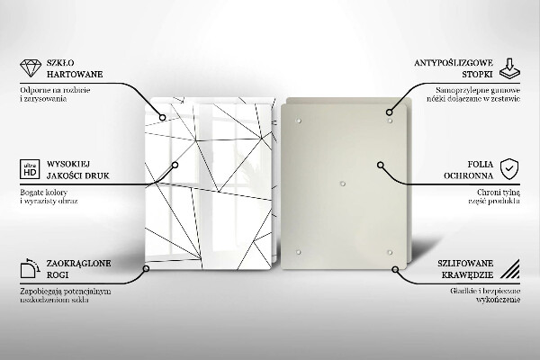 Skleněná deska za sporák Bílé trojúhelníky