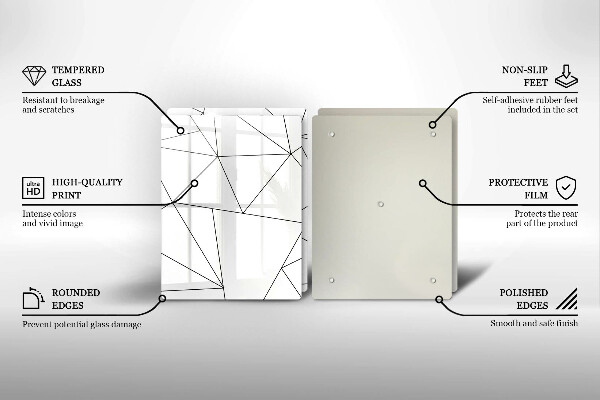 Skleněná deska za sporák Bílé trojúhelníky