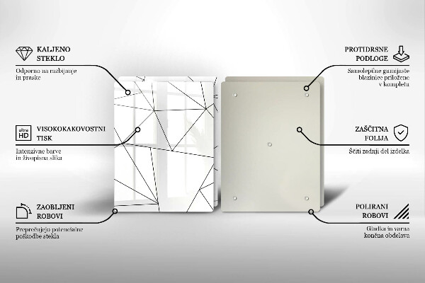Skleněná deska za sporák Bílé trojúhelníky