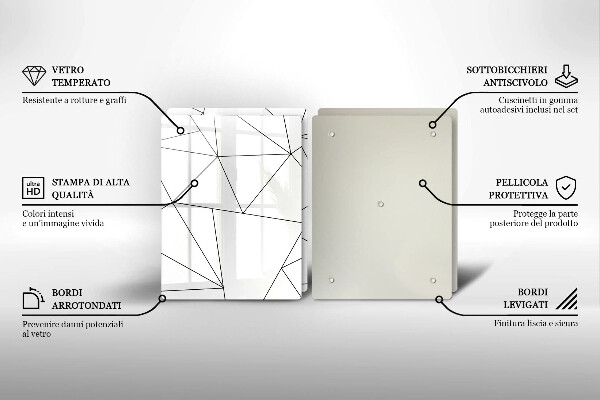 Skleněná deska za sporák Bílé trojúhelníky
