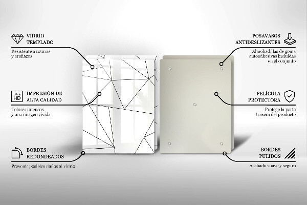 Skleněná deska za sporák Bílé trojúhelníky