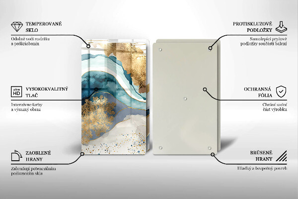 Skleněná deska za sporák Barevný mramor