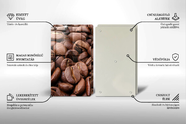 Skleněná deska za sporák Kávová zrna