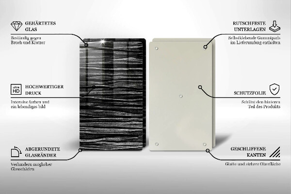 Skleněná deska za sporák Černá abstrakce