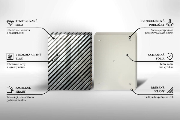 Skleněná deska za sporák Kovové linky