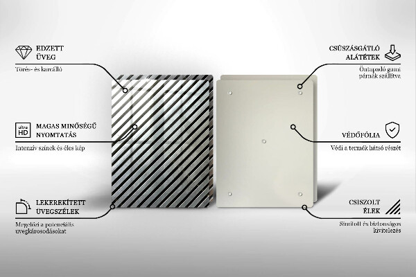 Skleněná deska za sporák Kovové linky