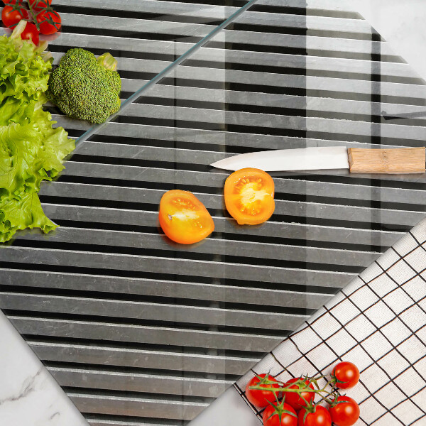 Skleněná deska za sporák Kovové linky