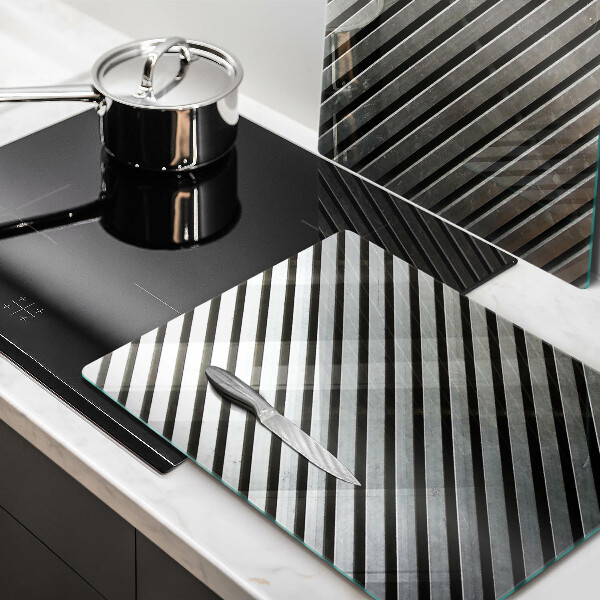 Skleněná deska za sporák Kovové linky