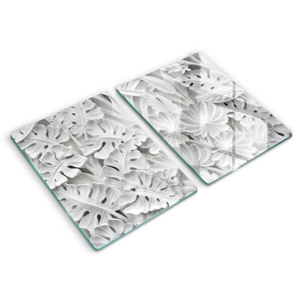 Skleněná deska za sporák Bílé květy