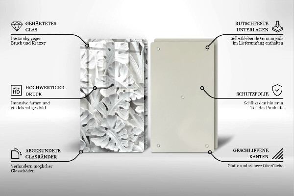 Skleněná deska za sporák Bílé květy