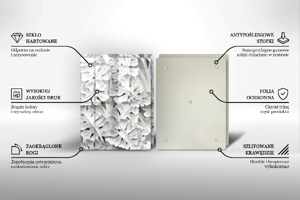 Skleněná deska za sporák Bílé květy