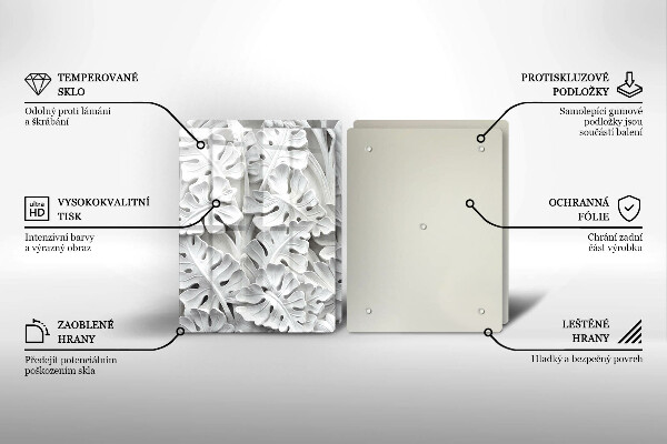 Skleněná deska za sporák Bílé květy