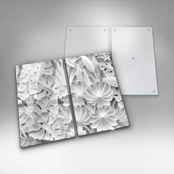 Skleněná deska za sporák Bílé květy