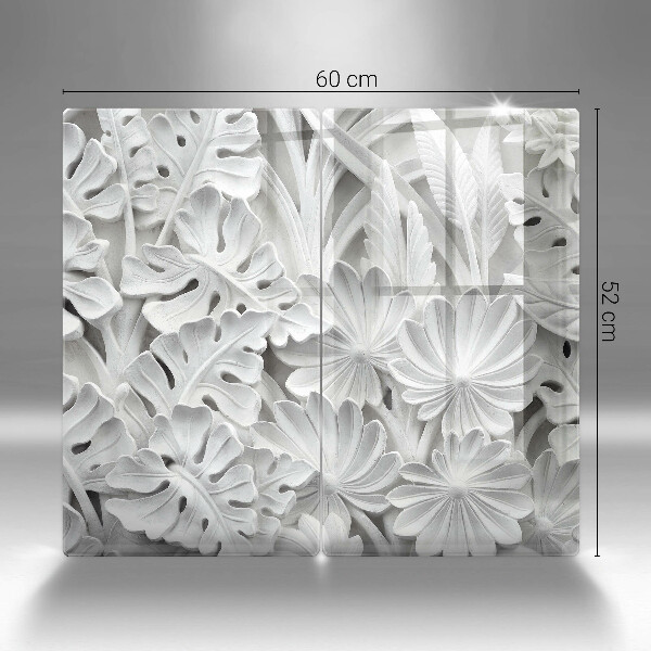 Skleněná deska za sporák Bílé květy