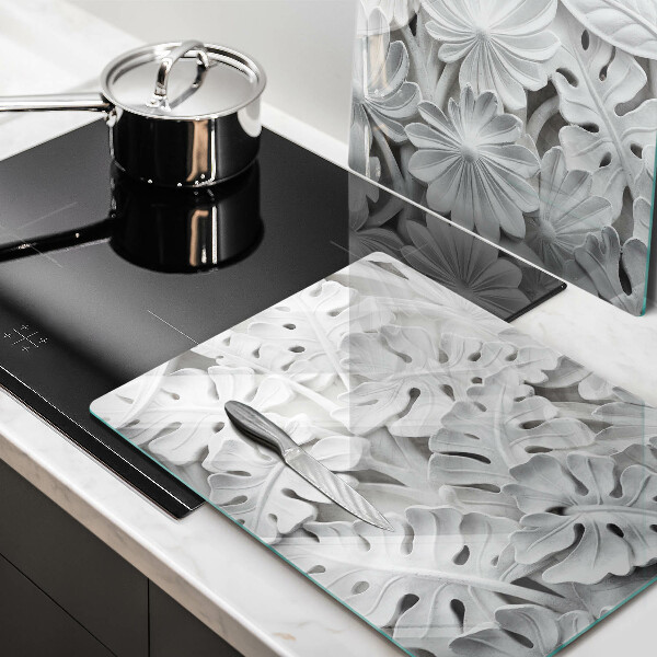 Skleněná deska za sporák Bílé květy