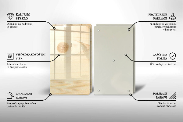 Skleněná deska za sporák Dřevěné prkno