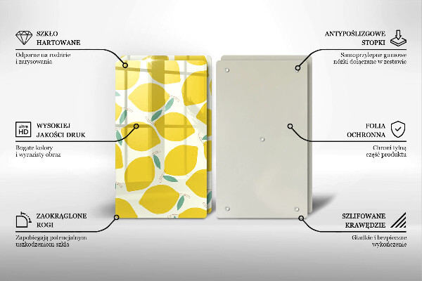 Skleněná deska za sporák Kreslené citrony