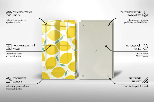Skleněná deska za sporák Kreslené citrony