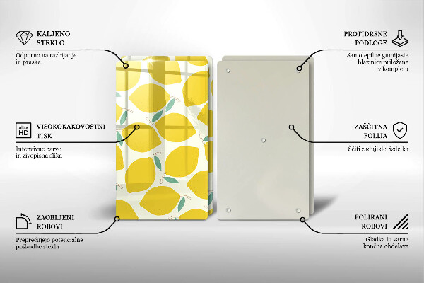 Skleněná deska za sporák Kreslené citrony