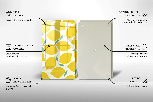 Skleněná deska za sporák Kreslené citrony