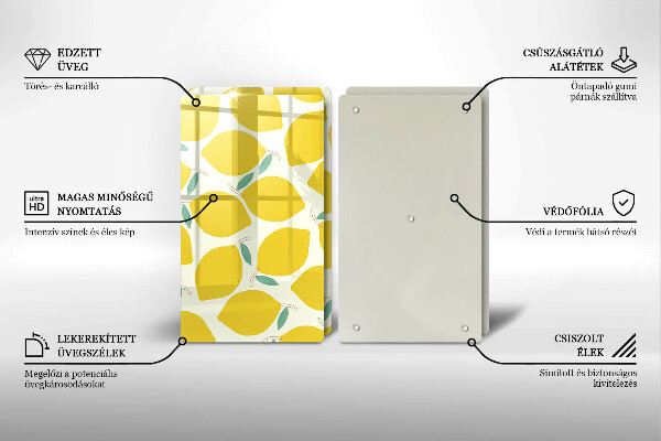 Skleněná deska za sporák Kreslené citrony