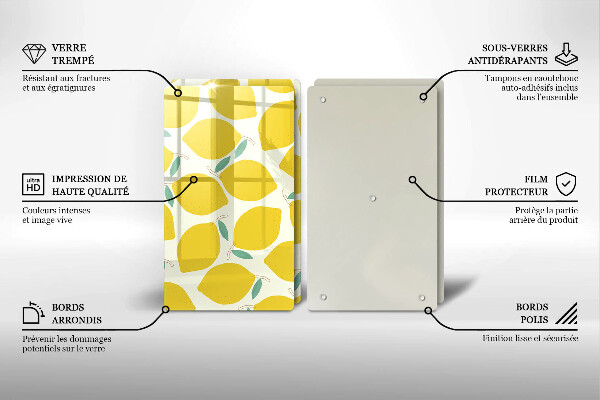 Skleněná deska za sporák Kreslené citrony