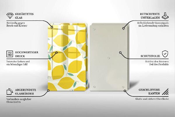 Skleněná deska za sporák Kreslené citrony