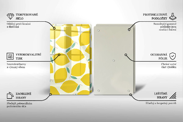 Skleněná deska za sporák Kreslené citrony