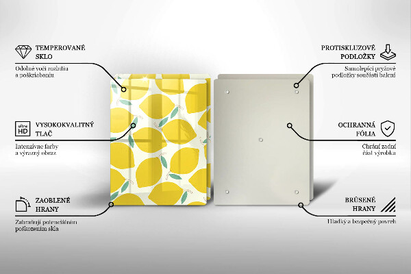 Skleněná deska za sporák Kreslené citrony