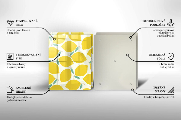 Skleněná deska za sporák Kreslené citrony