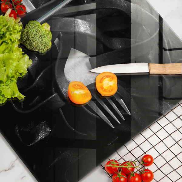 Skleněná deska za sporák Černé těstoviny tagliatelle