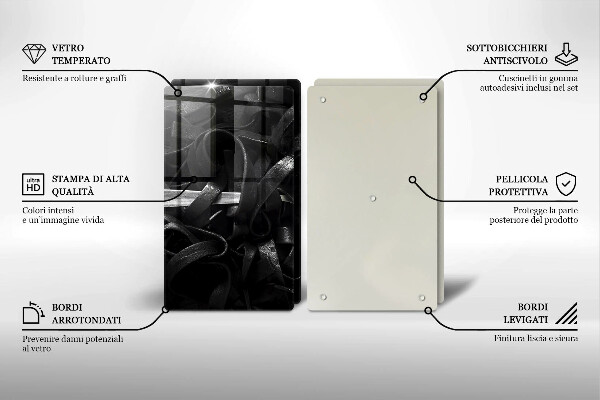 Skleněná deska za sporák Černé těstoviny tagliatelle