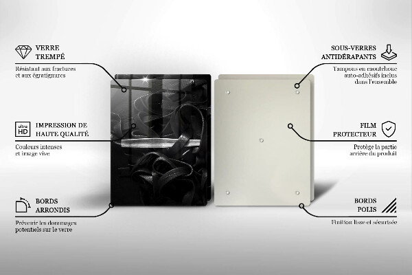 Skleněná deska za sporák Černé těstoviny tagliatelle