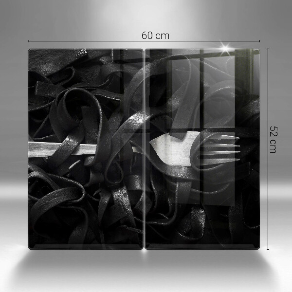 Skleněná deska za sporák Černé těstoviny tagliatelle