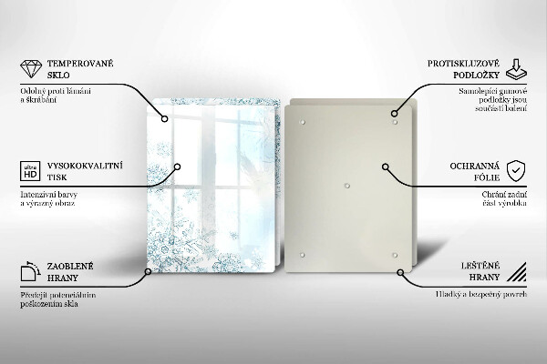 Skleněná deska za sporák Sněhová vločka