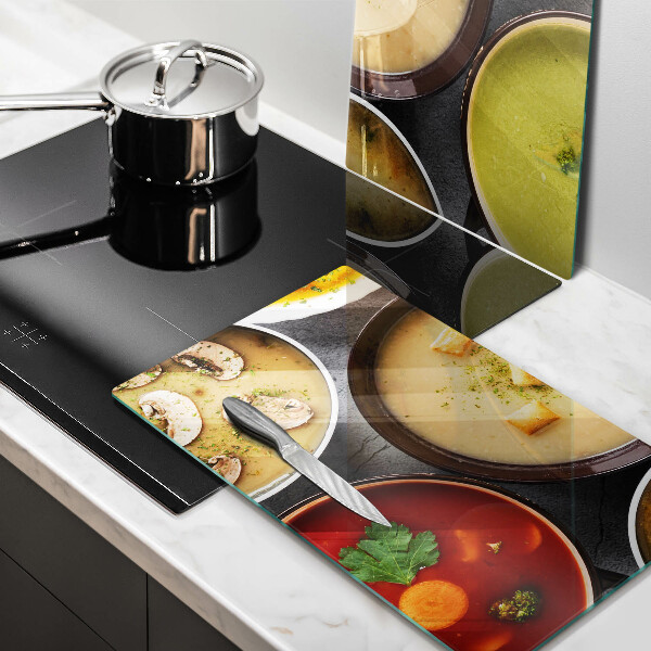 Skleněná deska za sporák Barevné polévky