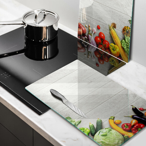 Sklo za varnou desku Zelenina na prknech