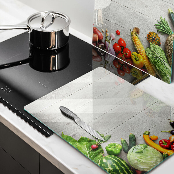 Sklo za varnou desku Zelenina na prknech